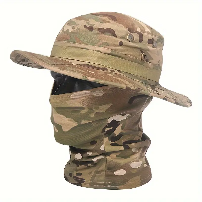 Mens Outdoor Hunting Hats - CX迷彩ブーニーキャップ バラクラバハットセット 折りたたみ式ソフトハット アウトドアハンティングフィッシング用 ワイドブリムハット 日焼け止めキャップ