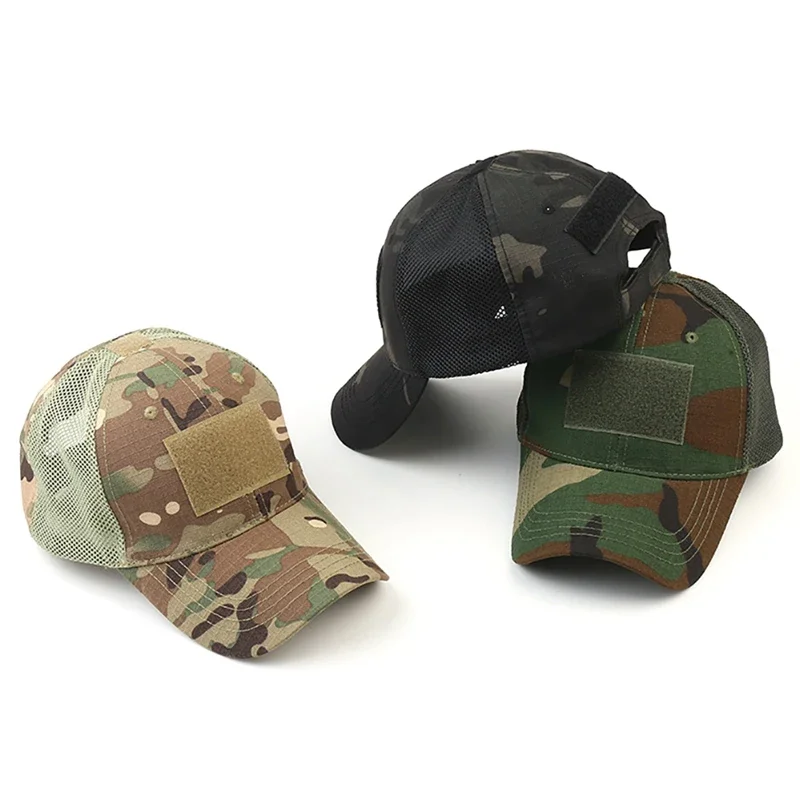 Mens Outdoor Hunting Hats - 2026 NEWアウトドアマルチカム迷彩調整可能キャップメッシュタクティカルエアソフト釣り狩猟ハイキングバスケットボールスナップバックハット