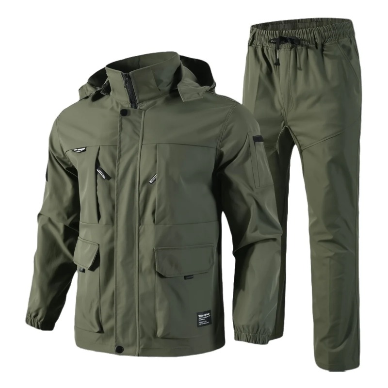 Mens Outdoor Hunting Hats - メンズ戦術セット春秋フリース裏地付き取り外し可能な帽子屋外ハイキング作業服戦闘トレーニング狩猟軍服男性