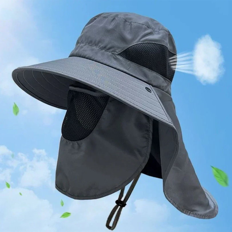 Mens Outdoor Hunting Hats - 夏の太陽の帽子 UV 保護屋外狩猟釣りキャップ男性女性ハイキングキャンプバイザーバケットハットネックフラップ漁師帽子