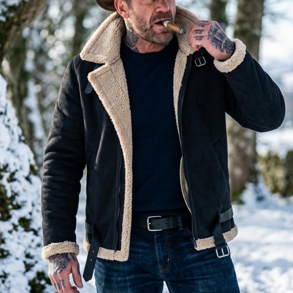 Hunting Outdoor Clothing - 男性冬フェイクスエードジャケットフリース裏地付き暖かい豪華なコート狩猟ハイキング防風カジュアルストリート冬男性アウター