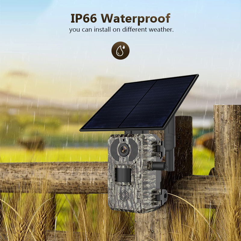 Hunting Outdoor Game - トレイルおよび屋外撮影カメラ,4mp,wifiアプリ,ソーラーパネル,防水,ip66,セキュリティ