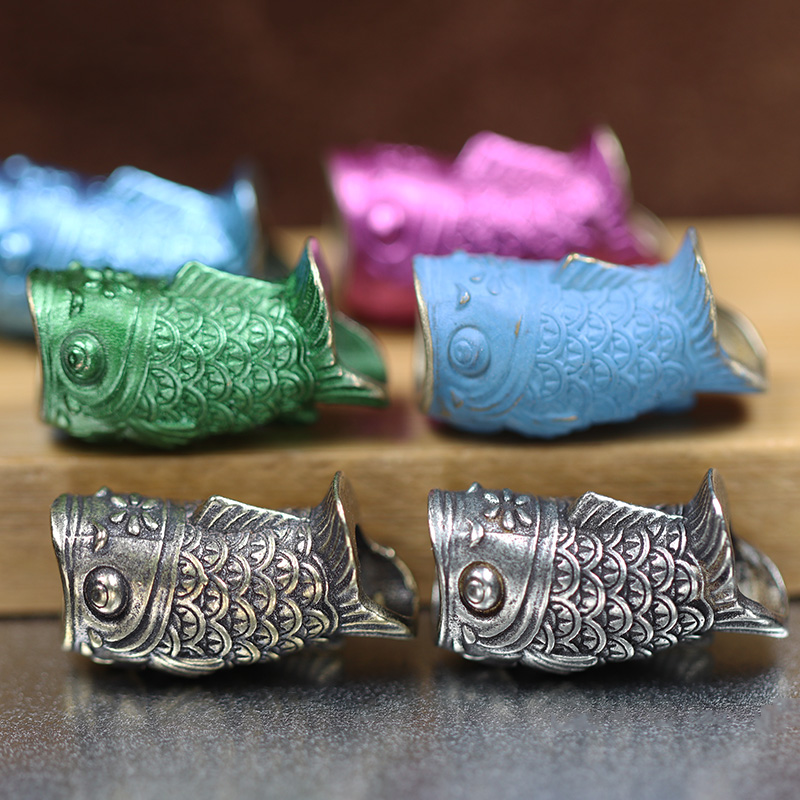 Paracord Survival Bracelet - こいのぼり真鍮ナイフビーズ鯉鯉魚 EDC 屋外 DIY パラコード織ストラップペンダント傘ロープブレスレットアクセサリー