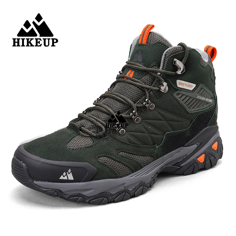 Outdoor Hunting News - HIKEUP 新しいメンズハイキングシューズ革アウトドアスニーカー男性用トレッキングブーツ男性キャンプ狩猟メンズ戦術的なアンクルブーツ