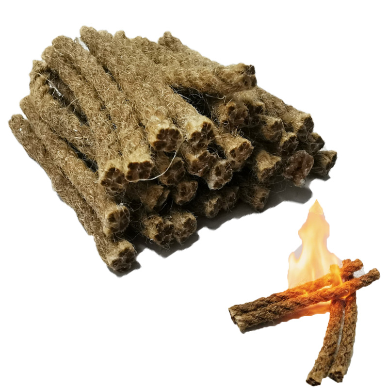 Fire Starter Waterproof - 屋外用ミニワックス麻縄ポータブルファイヤースターター、キャンプサバイバル実用防水道具、キャンプファイヤー、バーベキュー、暖炉用