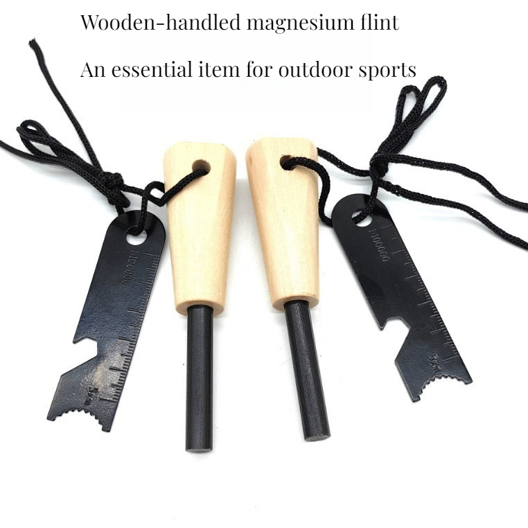 木製ハンドル付きアウトドアサバイバルフリントファイヤースター - Fire Starter Waterproof のレビューと価格