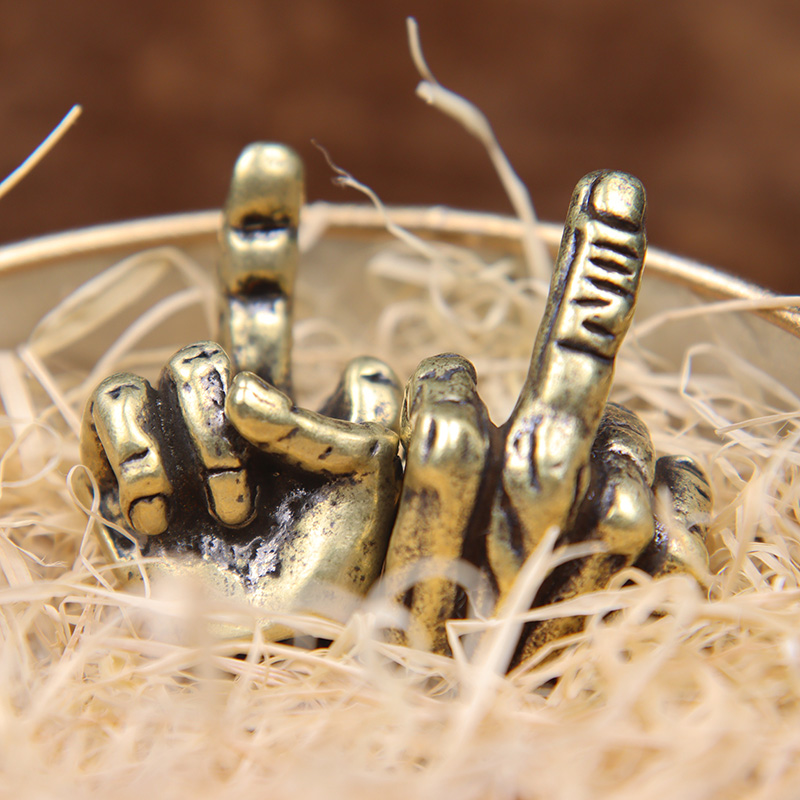 レトロ真鍮中指差し上げナイフビーズヒップホップ男性ハンドジェ - Paracord Survival Bracelet のレビューと価格