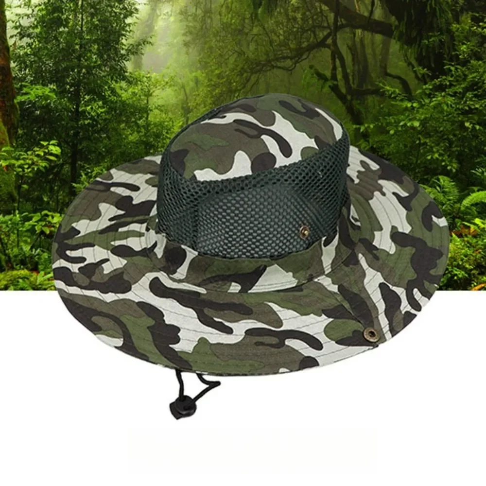 迷彩メッシュバケットハットつば広ビーチハット UV 保護通気 - Mens Outdoor Hunting Hats のレビューと価格