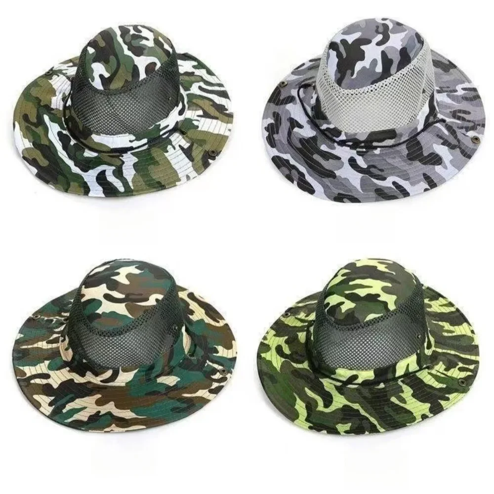 迷彩メッシュバケットハットつば広ビーチハット UV 保護通気 - Mens Outdoor Hunting Hats のレビューと価格