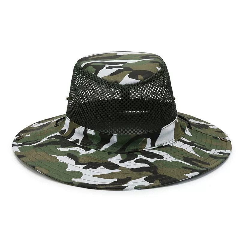 釣り用UVカット迷彩メッシュバケットハット、つば広ビーチハッ - Mens Outdoor Hunting Hats のレビューと価格