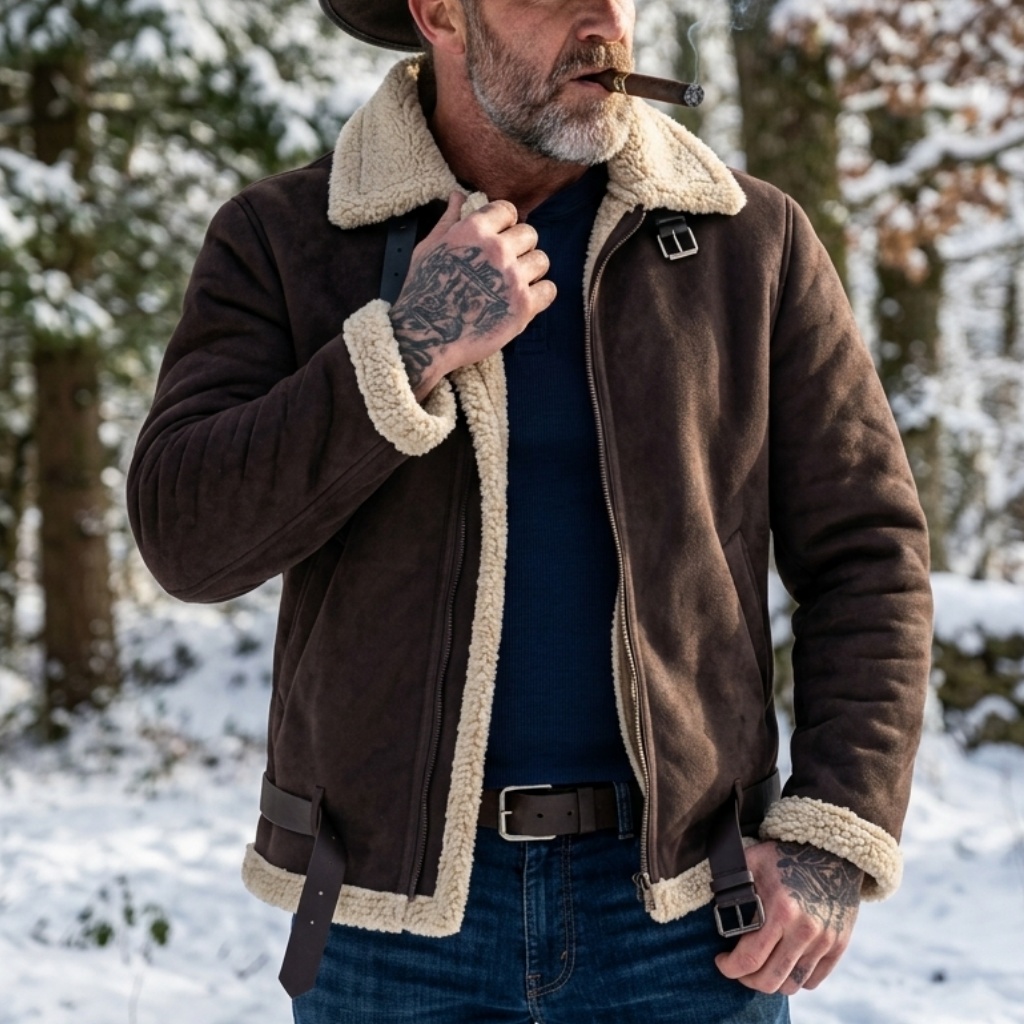 男性冬フェイクスエードジャケットフリース裏地付き暖かい豪華な - Hunting Outdoor Clothing のレビューと価格