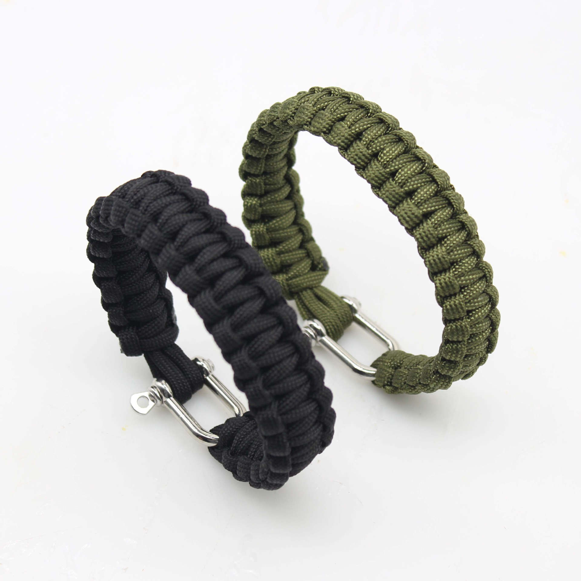 男性用多機能サバイバルブレスレット,合金,U字型バックル,織 - Paracord Survival Bracelet のレビューと価格