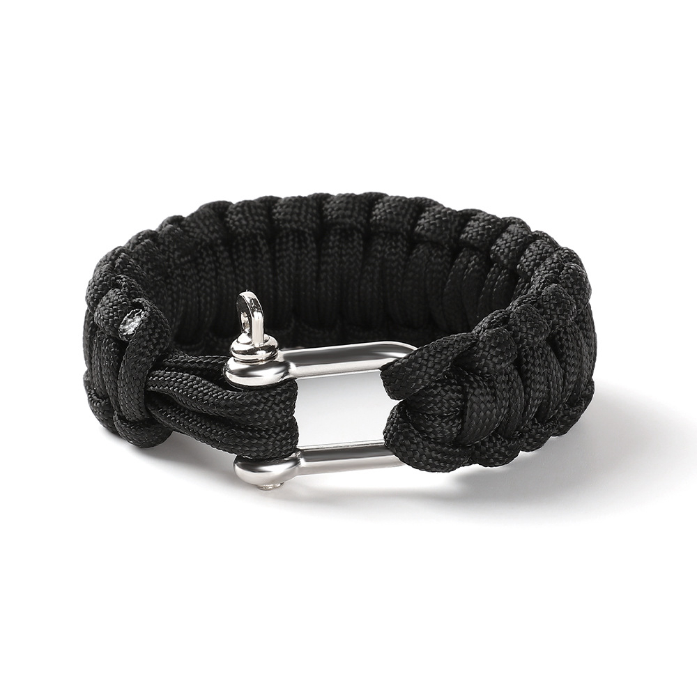 男性用多機能サバイバルブレスレット,合金,U字型バックル,織 - Paracord Survival Bracelet のレビューと価格